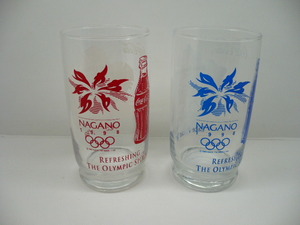 送料無料 未使用 非売品 NAGANO OLYMPIC コカ・コーラ 長野オリンピック ものしりグラス ２個セット
