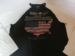 USA購入 ミリタリー系【RALPHLAUREN DENIM&SUPPLY】USA国土国旗デザインプリント入り ロングTシャツUS XL 濃灰ｘオフホワイト新品未使用