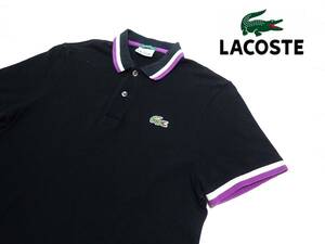 ☆LACOSTE　☆ラコステ　☆ファブリカ　☆日本製　☆半袖ポロシャツ　☆ブラック　☆メンズ　☆サイズ3　