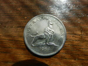 英連邦 オーストラリア　銀貨 .500　エリザベス女王 １フローリン (FLORIN)　ROYAL VISIT　 1954年 Melbourne Mint　