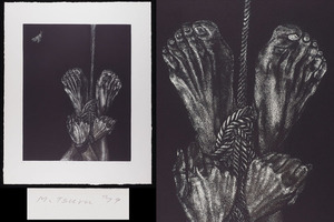 【真作】A_VB55_写実 リアリズム 1979年 津留雅美 「雀蛾の夜」 銅版画 エッチング A.P板 直筆サイン 59.5cm×48.5cm /検 裸婦画 美人画