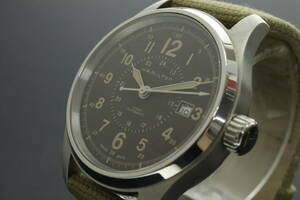LVSP6-3-11 7T035-4 ハミルトン 腕時計 H703050 カーキ フィールド デイト 自動巻き 約77g メンズ シルバー ギャラ 付属品付き 動作品 中古