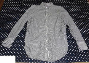 中古　le.coeur blancの長袖シャツ　38(M)　白と濃いグレーのストライプ