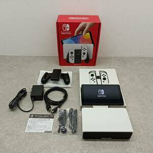 070） A 〈中古品〉ニンテンドーSwitch 本体 有機EL ホワイト MEG-001 【動作確認/初期化済】 ※ドックの蓋欠品