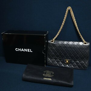 正規品 日本橋三越店ブティックシール ビンテージ シャネル VINTAGE CHANEL ラムスキン ショルダーバッグ マトラッセ 2.55 ネイビー バッグ