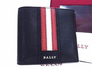 ■新品■未使用■ BALLY バリー レッドライン レザー 二つ折り 財布 ウォレット 札入れ カード入れ メンズ ブラック系 AJ6774NZ