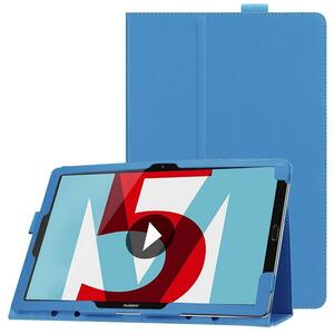 HUAWEI MediaPad M5 10.8/MediaPad M5 Pro タブレットケース マグネット開閉式 二つ折カバー 薄型 高品質 PUレザーケース☆シーブルー