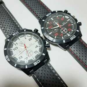 新品　腕時計　スポーツ　ビジネス　黒白の二本セット　1