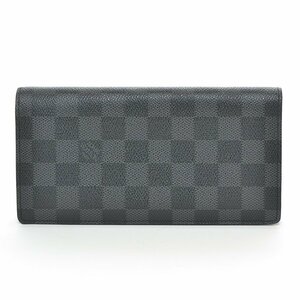 □432725 LOUIS VUITTON ルイヴィトン 二つ折り長財布 ポルトフォイユ・ブラザ ダミエ・グラフィット N62665 メンズ ブラック