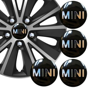 MINI ミニ センターキャップ ステッカー 56.5mm ブラック アルミ製 4枚セット 新品未使用 送料無料 BMW　