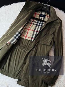 M41【都会的スポーティー】定価12万●BURBERRY LONDON●ナイロン×ストレッチ素材●ジップアップジャケットコート バーバリーコート メンL