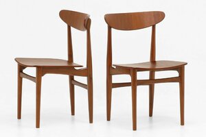 アウトレット 北欧デザイン家具 Klokken 板座 椅子 チーク材 2脚セット PW 新品