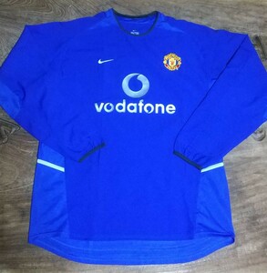 [値下げ交渉] 02-03 マンチェスターユナイテッド 3rd 長袖 NIKE 検) 2002 2003 MANCHESTER UNITED BLUE L/S vodafone BECKHAM ベッカム Y2K