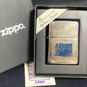 ZIPPO ジッポー 2002年製 The shadow of a dragon 龍 ドラゴン 旧アーマー刻印 Armor シルバーカラー オイルライター 喫煙具 希少 レア