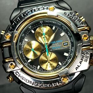 希少 美品 SEIKO セイコー ALBA アルバ HYPER TECH ハイパーテック Y182-6000 腕時計 クオーツ アナログ クロノグラフ 新品電池交換済み