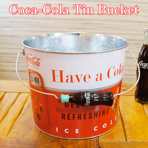 コカコーラ ブリキ バケツ Coca-Cola Tin Bucket 小物入れ ゴミ箱 インテリア コーラ レトロ 収納 アメ雑 パーティ キャンプ