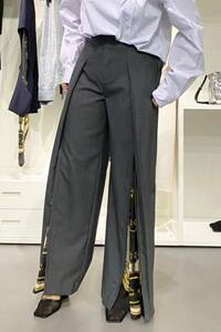 TOGA ARCHIVES × H&M トーガ・アーカイブス 裾 スカーフ ワイド スラックスパンツ 50 チャコールグレー