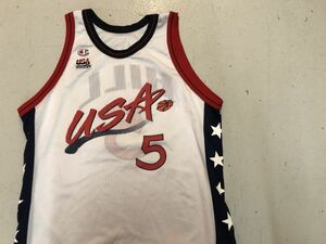 【古着GAME TOPS レア美品NBA champion HILL USAチームタンクトップ48白】ドリームチームヒルオリンピックバスケットボールT.O.0038