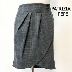 パトリツィアぺぺ PATRIZIA PEPE チェック ウール混 チューリップ 巻きスカート 40 Lサイズ レディース