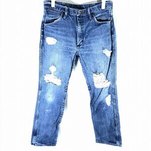 ■ラングラー《中古▲》USメイド Wrangler W34xL32 ダメージド ジーンズ