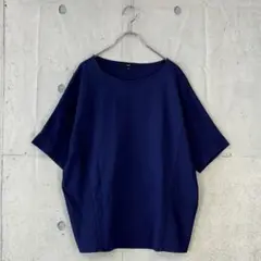 s1000【ラエフ】２S 紺 半袖プルオーバー ドルマンスリーブ 幅広 Tシャツ