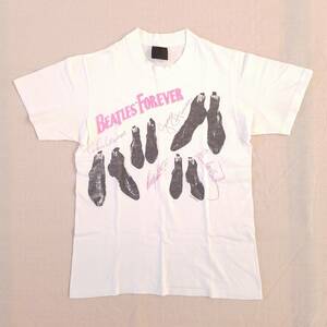 魅惑のバンドT特集! 80s『THE BEATLES(ザ・ビートルズ) / BEATLES FOREVER』半袖Tシャツ touch of goldボディ 米国製 サイズM／ロックT