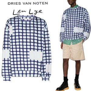 【新品】レア★ DRISE VAN NOTEN × Len Lye(レン・ライ)★スウェット コラボ チェック 格子柄（L）トレーナー ドリスヴァンノッテン