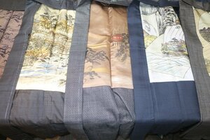 壱月2593 すべて本絹の男の羽織５着セットК泥藍大島・米澤亀甲絣・塩澤縮緬 サイズいろいろで綺麗な品 大島は裄７２ｃｍ