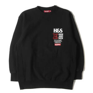 HideandSeek スウェット サイズ:XL 22AW ブランドロゴ リバースウィーブ スウェットシャツ TEAM FAR EAST Sweat Shirt ブラック
