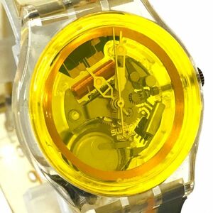 Swatch スウォッチ MOONSTRUCK 腕時計 SKK115 クオーツ コレクション おしゃれ イエロー 可愛い 個性的 スケルトン 電池交換済 動作確認済