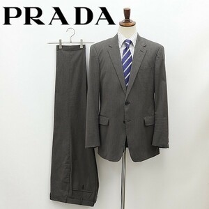 国内正規品◆PRADA プラダ ストレッチ ストライプ柄 コットン 2釦 セットアップ スーツ 52R