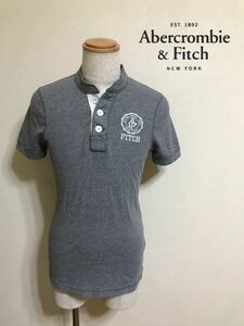 【良品】 Abercrombie & Fitch アバクロンビー&フィッチ ヘンリーネック Tシャツ トップス サイズM 180/100Y 半袖 グレー