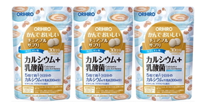 【送料無料】 かんでおいしいチュアブルサプリ　カルシウム 150粒（30日分）×3個セット オリヒロ●