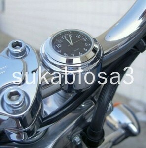 ZS002:高品質 バイクハンドル用 時計 防水 軽量小型 ブラック/シルバー 選択可能！