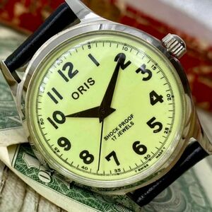 【レトロな色合い】★送料無料★ オリス ORIS メンズ腕時計 手巻き ホワイト ヴィンテージ アンティーク