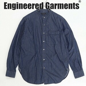 ◆ENGINEERED GARMENTS エンジニアドガーメンツ ドット柄 バンドカラー シャツ インディゴ S
