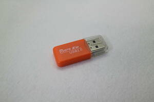 micro SD USB カードリーダー USB2.0 オレンジ 送料84円～