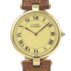 CARTIER カルティエ ヴェルメイユ 590003 腕時計 クオーツ アナログ表示 メンズ アイボリー文字盤【I220823059】中古