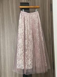 ☆EDIT COLOGNE ☆エディットコロン☆チュールレースロングスカート花柄　サイズ3 ピンク　ウエストゆったりゴム 可愛い　Lサイズ