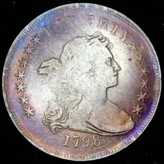 B1464アメリカ　イーグル　1798年　鷹　モルガン　自由の女神　13星　硬貨