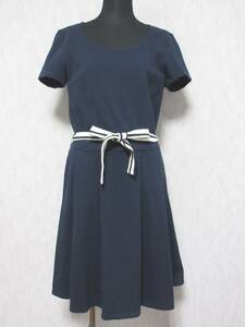 PETIT BATEAU プチバトー ワンピース フレアスカート 半袖 XS 紺　 irmri kn1155