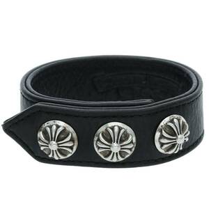 クロムハーツ Chrome Hearts 3BTN/2SNP/クロスボール3ボタン2スナップ レザーブレスレット 中古 NO05