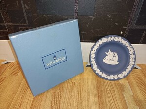 nn0202 209 WEDGWOOD ウェッジウッド ジャスパー ミニプレート トレイ ブルー×ホワイト 中古 現状品 ラウンドトレイ 小皿