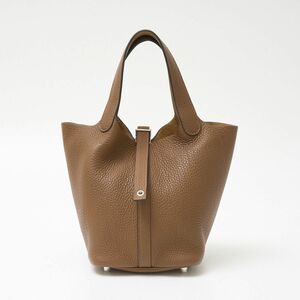 HERMES エルメス ピコタン PM ハンドバッグ トリヨンクレマンス ブラウン×シルバー金具 Z刻印（2021年頃製造）レディース