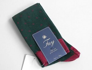 70%OFF★新品 Fay ◆ロゴ入り ハイソックス グリーン/レッド (下げ札付き) ドット 水玉 靴下 イタリア製 フェイ ◆K4