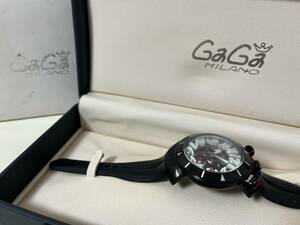 ジャンク GaGa MILANO ガガミラノ 腕時計 MM48 メンズ クオーツ ラバー 箱 ケース付き