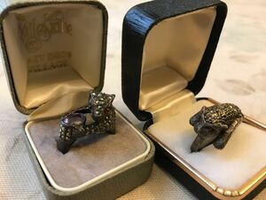 アンティーク 豹 パンサー ジャガー レオパード 動物 アニマル モチーフ 銀製 silver シルバー リング 指輪