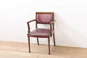 R-066801　イギリスアンティーク　マホガニー材　アームチェア(1人掛けソファ、一人掛けソファ、1P、アームチェア、椅子、イス)
