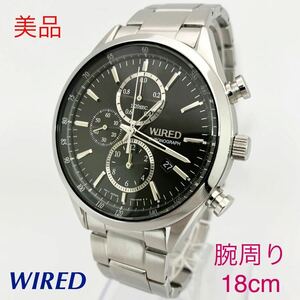 美品☆電池新品☆送料込☆セイコー SEIKO ワイアード WIRED クロノグラフ メンズ腕時計 ブラック ドレスウォッチ 7T92-0SM0 AGAV109