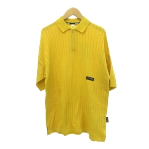 未使用品 ナパピリ タグ付き 近年 ニット セーター ポロシャツ 半袖 ハーフジップ 薄手 Mサイズ 黄色 イエロー メンズ